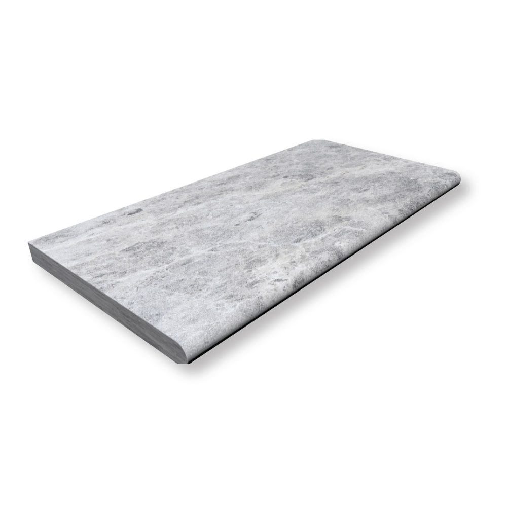 Tundra Grey Limestone 1-1/4x12x24 Pool Coping Bullnose Edge