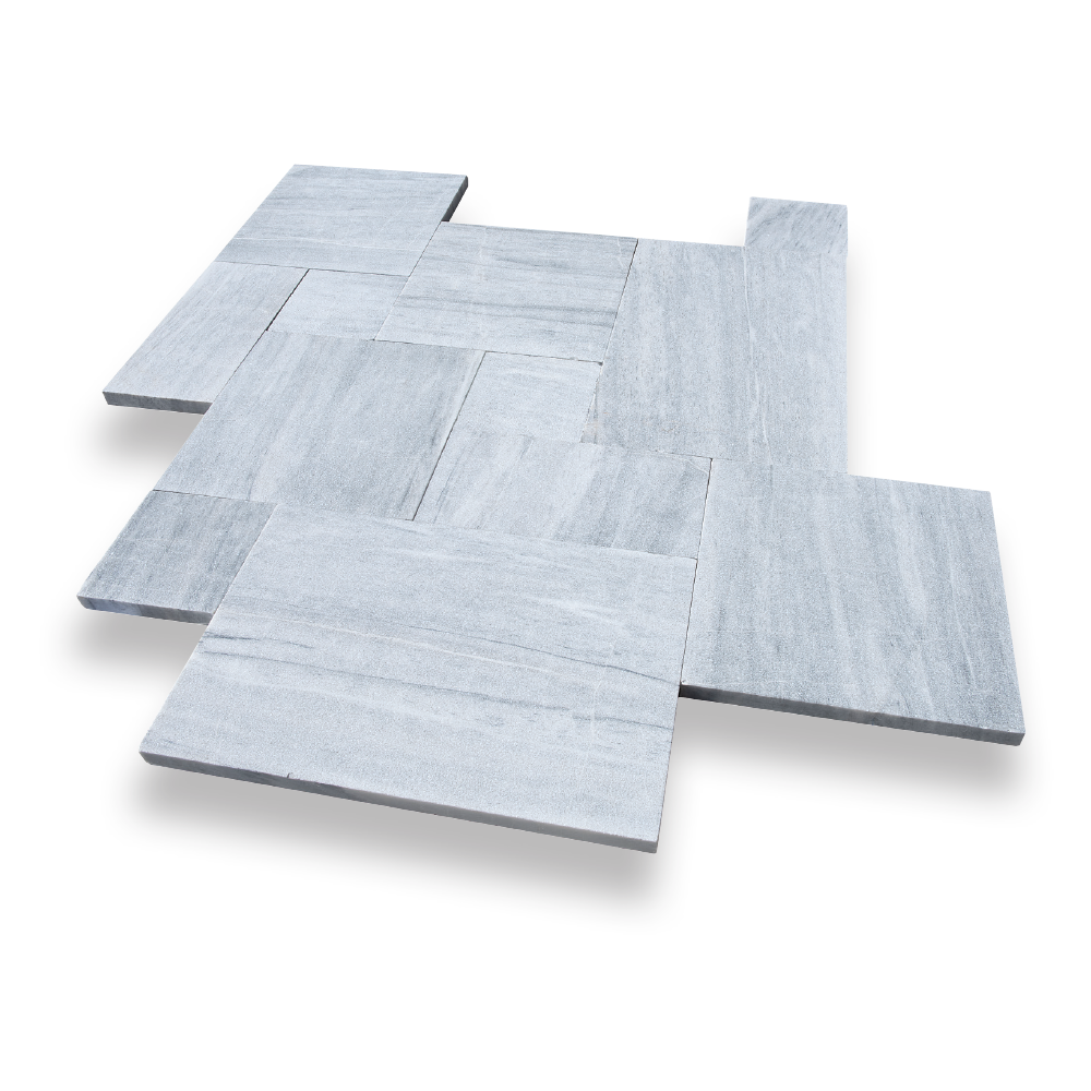 Solto White Marble 1-1/4" Leather French Pattern